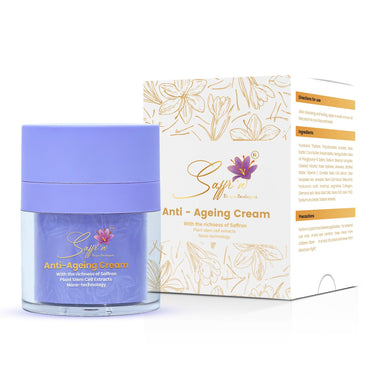 SAFFR'N Anti Ageing Cream With 5% Resveratrol,5% Argireline,10% Hyaluronic Acid,Collagen,Vitamin E,Bakuchiol,Saffron,Centella&Olive Stem Cell Extracts,&Nano Tech To Reduce Ageing Signs|50 Ml